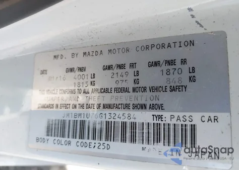 2016 Mazda Mazda3 I Sport from USA, damaged, VIN JM1BM1U76G1324584